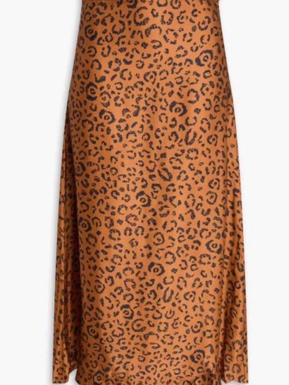 FARM Rio Brown Leopard Satin Midi Skirt